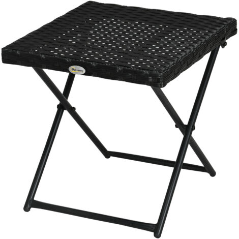 Table basse jardin pliable cosy chic 40x40x40 cm acier résine tressée noire