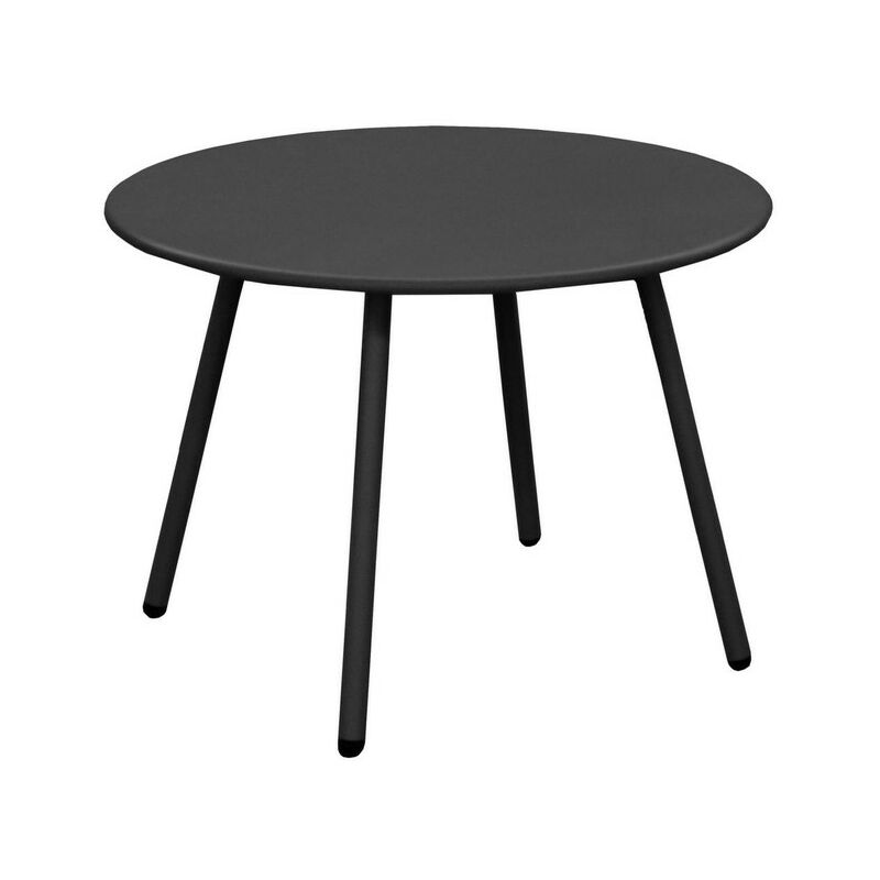 Proloisirs - Table basse de jardin ronde en acier Rio - graphite ø 50 cm