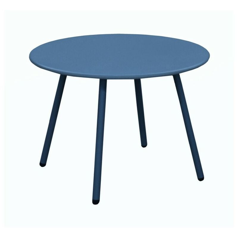 Table basse de jardin ronde en acier Rio - bleu ø 50 cm - Proloisirs