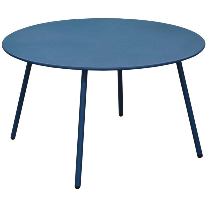 PROLOISIRS Table basse de jardin ronde en acier Rio - bleu Ø 70 cm