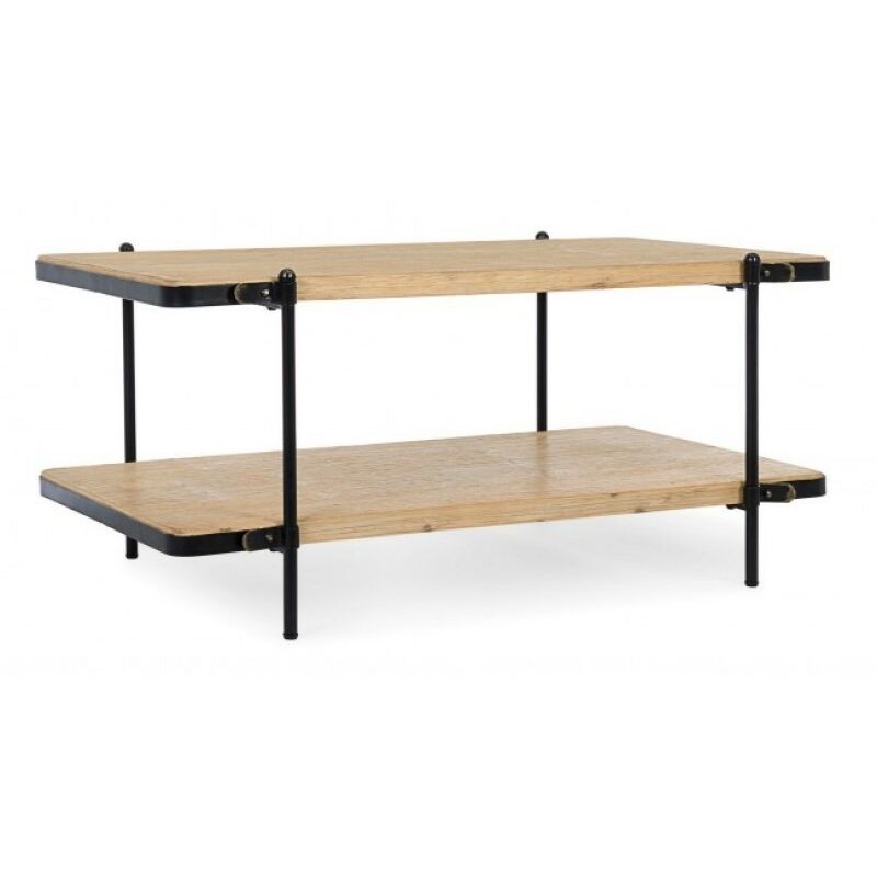 Bizzotto - Table basse JERROD à deux niveaux en acier et bois 110x65x h51 cm