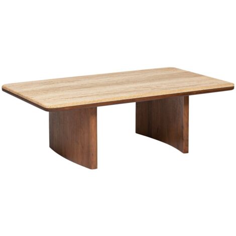 Table basse Jivan Travertin bois 120x70cm - Atmosphera créateur d'intérieur