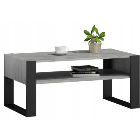 Table Basse KAJA - 100x53.6x50cm - Béton-Noir