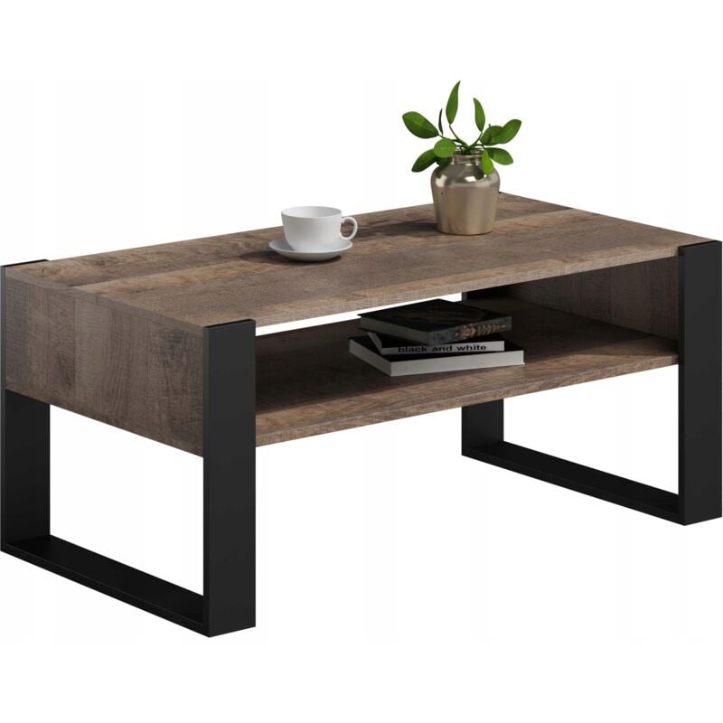 Table Basse KAJA Chêne colonial noir - Table de salon Style contemporain - 120 x 63.6 x 50 cm