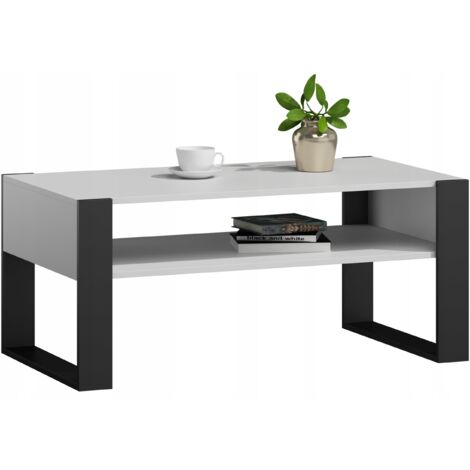 Table basse KAJA, noir et blanc, style loft rétro