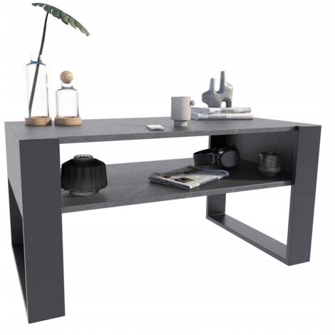 Table basse Kaja, pierre/noir, pour le salon de la chambre MK