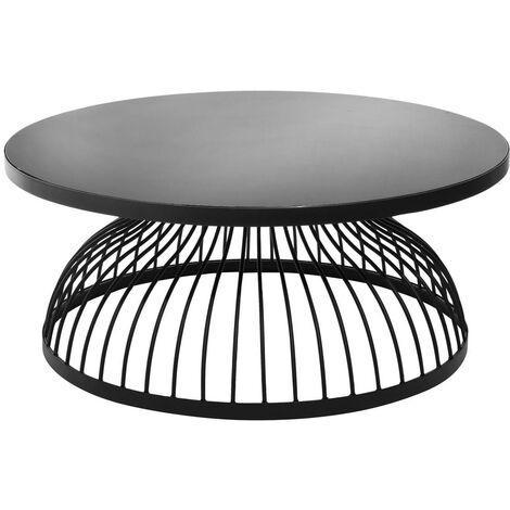 Table basse Kushi métal noir D90cm - Atmosphera créateur d'intérieur - Noir