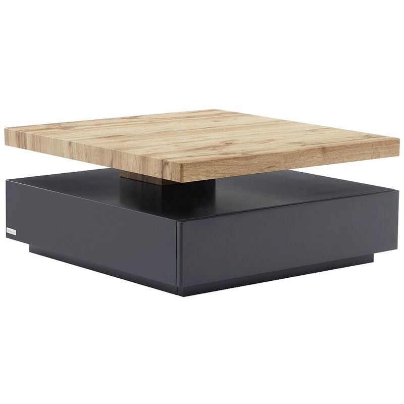 Vente-unique - Table basse pivotante avec 1 tiroir en mdf - Anthracite et naturel - kyria
