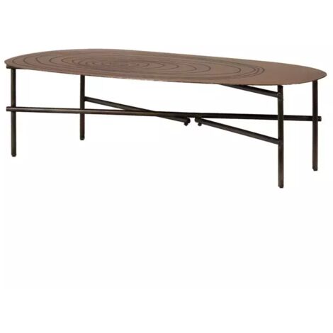 Table basse L. 120 cm plateau métal cuivré et pieds métal noir - FINN
