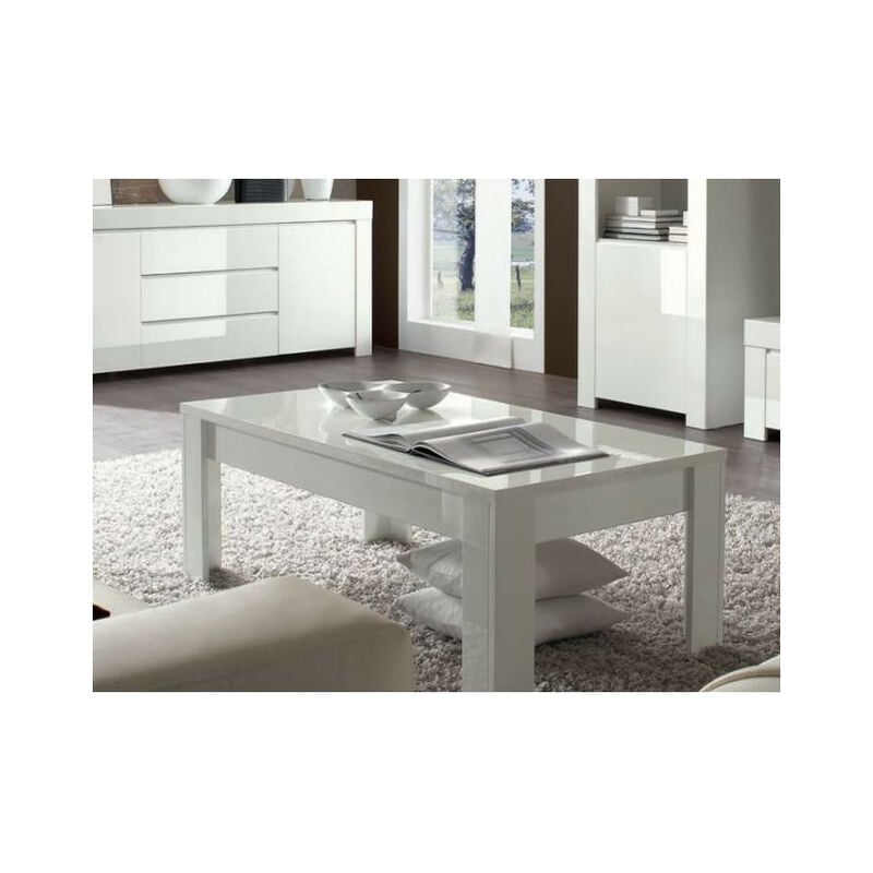 Azura Home Design - Table basse lazarro 122 cm blanc laqué
