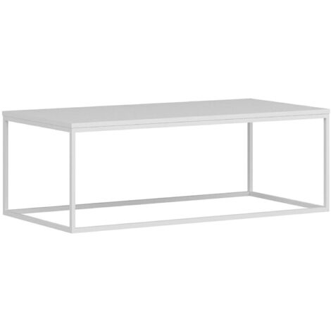 Table basse Lazise, Rectangulaire, Structure en métal, 60x120x42h cm Blanc
