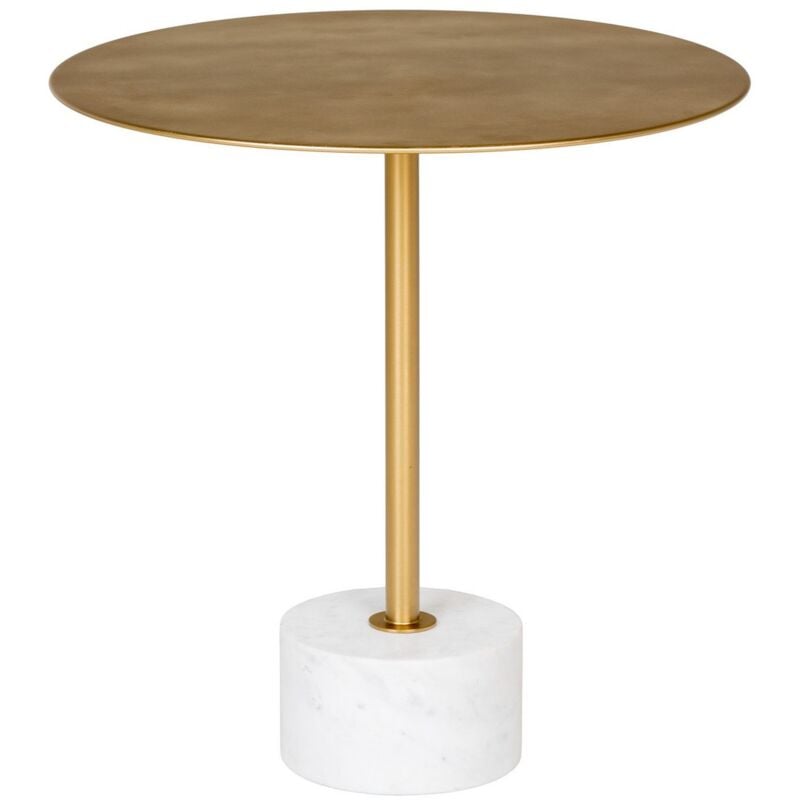 Epikasa - Table Basse Lecco, Marbre, Métal, Laiton, Blanc, 51x51x52 cm