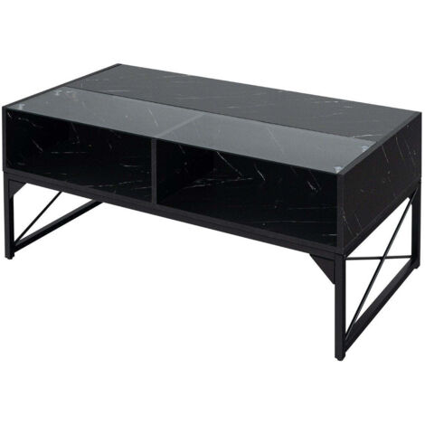 Table basse led aspect marbre amp couleurs de lumiere reglables et amp table de salon brightness noire