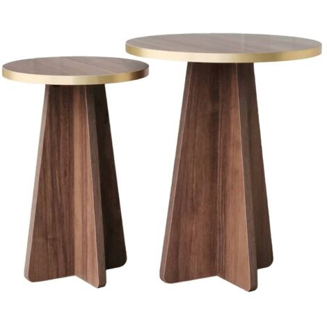 Table Basse Leostris, Porte-revues, Forme Ronde, 40x40x50h cm Noyer Marron