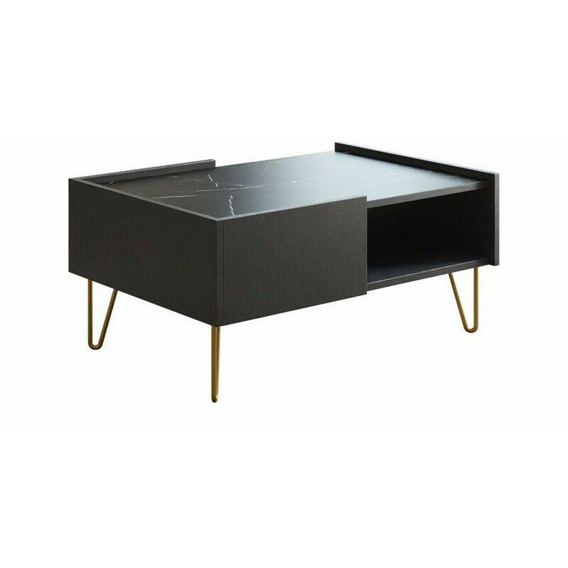 Mobilier1 - Table basse Levdale 102, Graphite + Marbre noir, 45x65x97cm, Diamètre: 0, Stratifié, Angulaire