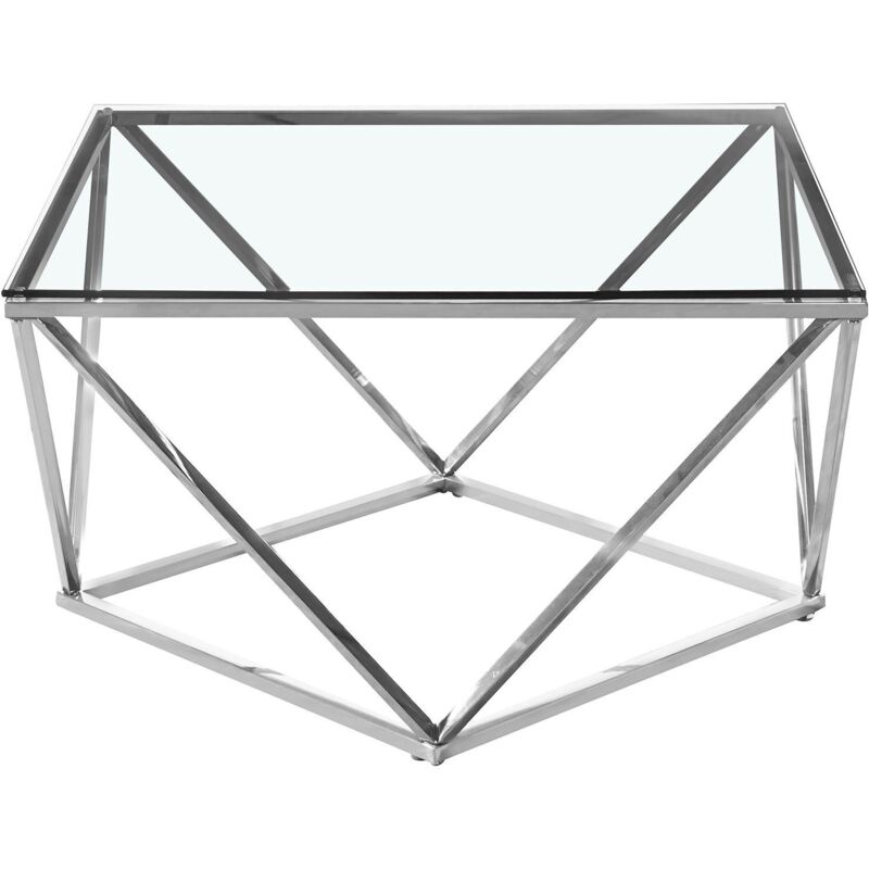 Cotecosy - Table basse Louana en Verre Transparent et pieds Argent