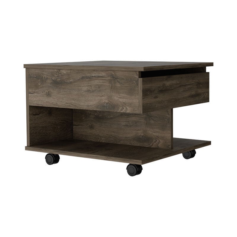 Tuhome Concept - Table basse Luanda avec plateau relevable, 1 tiroir et 1 étagère