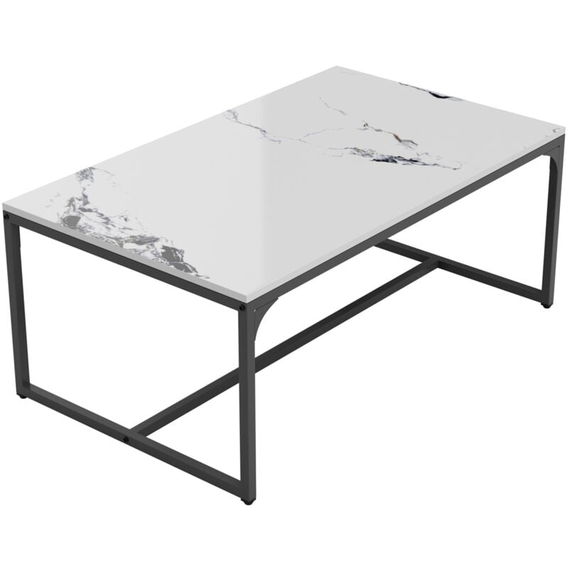 Unho - Table Basse de Jardin Pierre Véritable - Marbre Effet Blanc 100×60×40cm Meuble Cental Rectangulaire avec Plateau Lisse Table de Café Extérieur