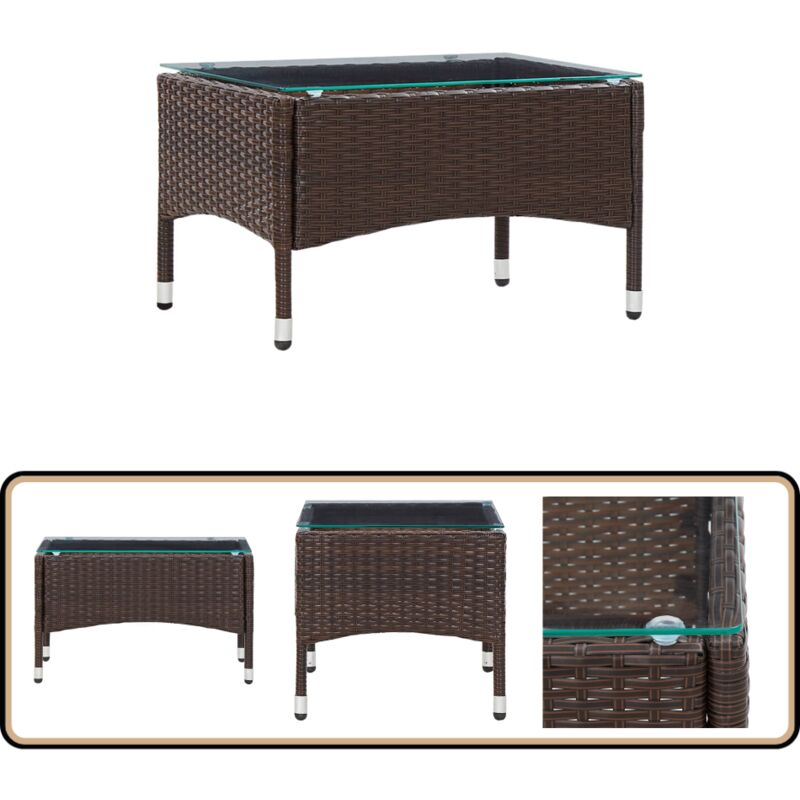 Table basse Marron 60x40x36 cm Résine tressée - Table Basse Jardin - Mobilier Extérieur - Table Resina Tressée - Table Patio - Décoration Extérieure