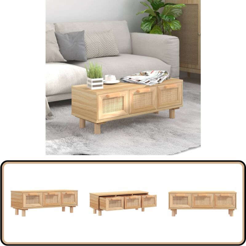 Vidaxl - Table basse Marron 80x40x30 cm Bois d'ingénierie et pin massif - Table Basse - Meuble Salon - Table D'appoint - Bout De Canapé - Table Ronde