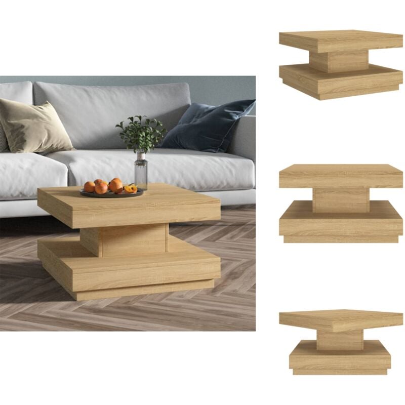 Table basse Marron clair 60x60x35 cm mdf - Table Basse - Meuble Salon - Table D'appoint - Table Ronde - Style Moderne