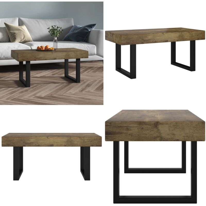 Vidaxl - Table basse Marron foncé et noir 90x45x40 cm mdf et fer - Table Basse - Meuble Salon - Table D'appoint - Table Ronde - Design Moderne - Home