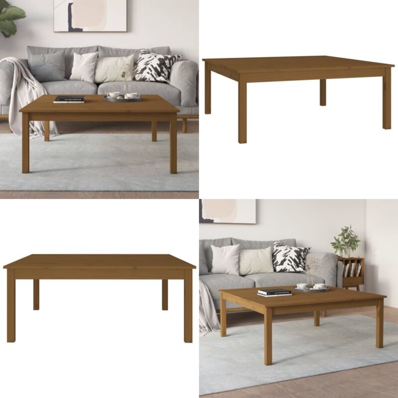 Table basse Marron miel 100x100x40 cm Bois massif de pin - Table Basse - Meuble Salon - Table D'appoint - Table Ronde - Bois Massif - Home & Living