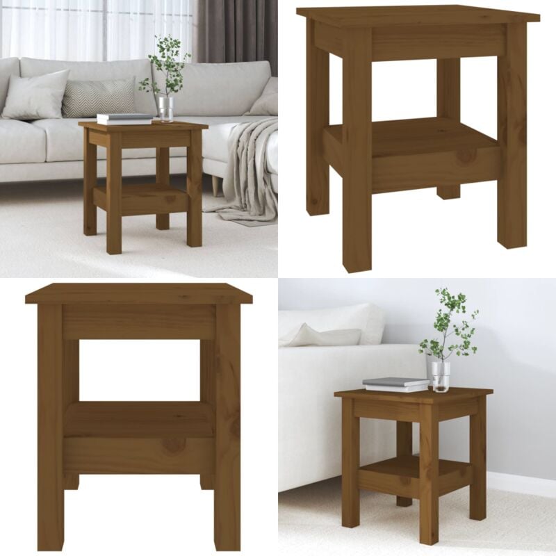 Table basse Marron miel 35x35x40 cm Bois massif de pin - Table Basse - Meuble Salon - Table D'appoint - Table Design - Bois Massif - Home & Living