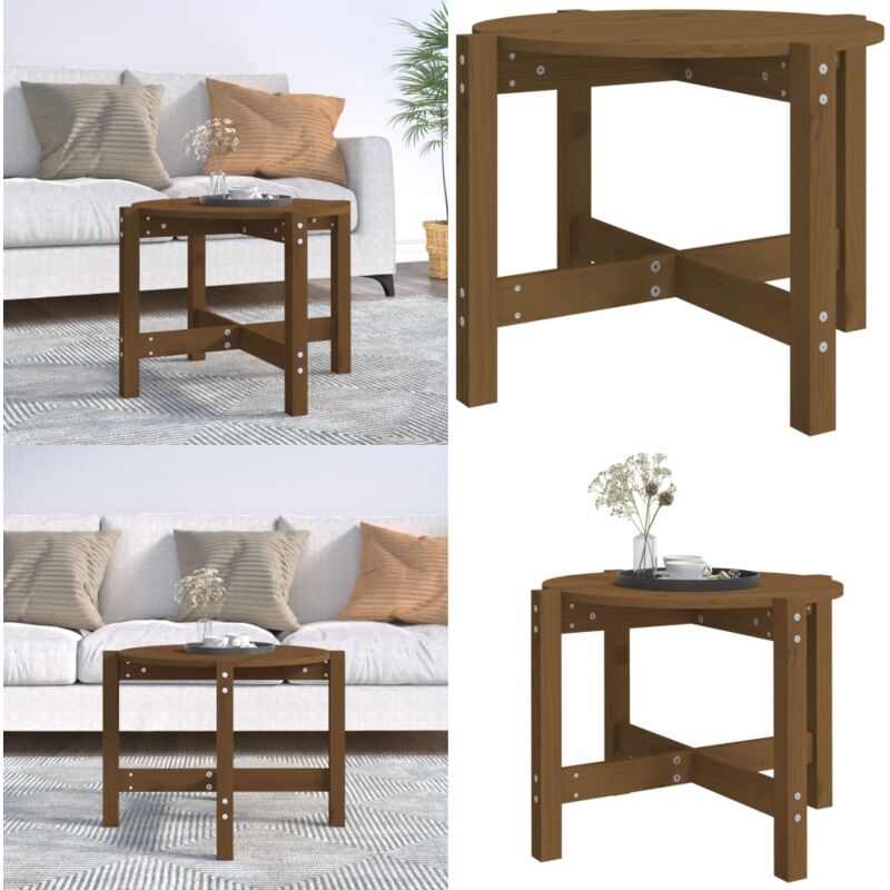 Vidaxl - Table basse Marron miel ø 62,5x45 cm Bois massif de pin - Table Basse Design - Table Basse Bois - Table Basse Ronde - Meuble Salon