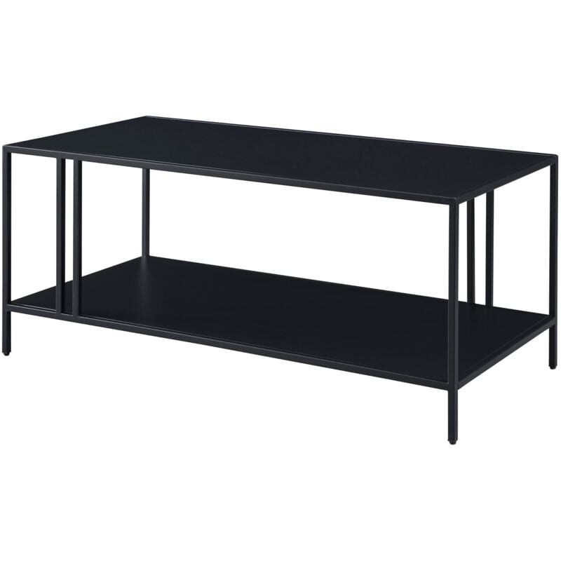 Table basse métal double plateau 47 x 110 x 55 cm noir