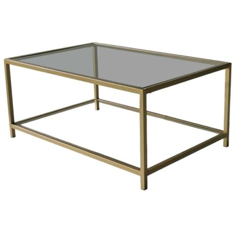 Table basse Mina, tiroirs, un compartiment, 90x60x40h cm or