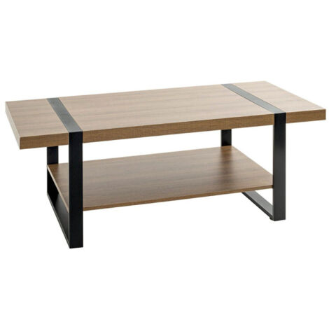 Table Basse "Miranda" 120cm Chêne Foncé & Noir