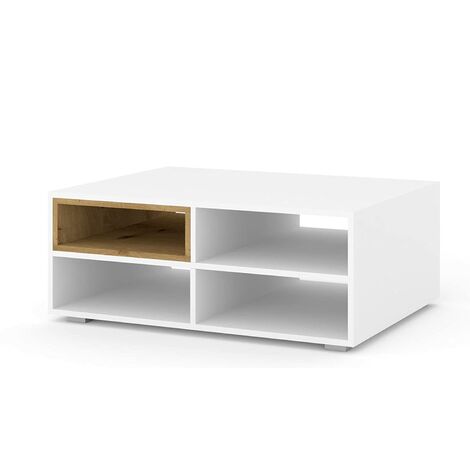 TABLE BASSE MOBILE SUPPORT PC ANETTE 94x70x37cm CHÊNE BLANC
