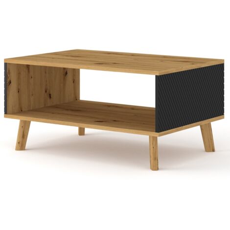 TABLE BASSE MOBILE TABLE LUXI 90x60x45cm CHÊNE NOIR MAT