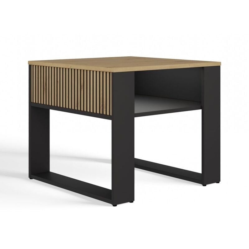 Table basse moderne 2P MINI SLIM, CHÊNE ARTISAN NOIR