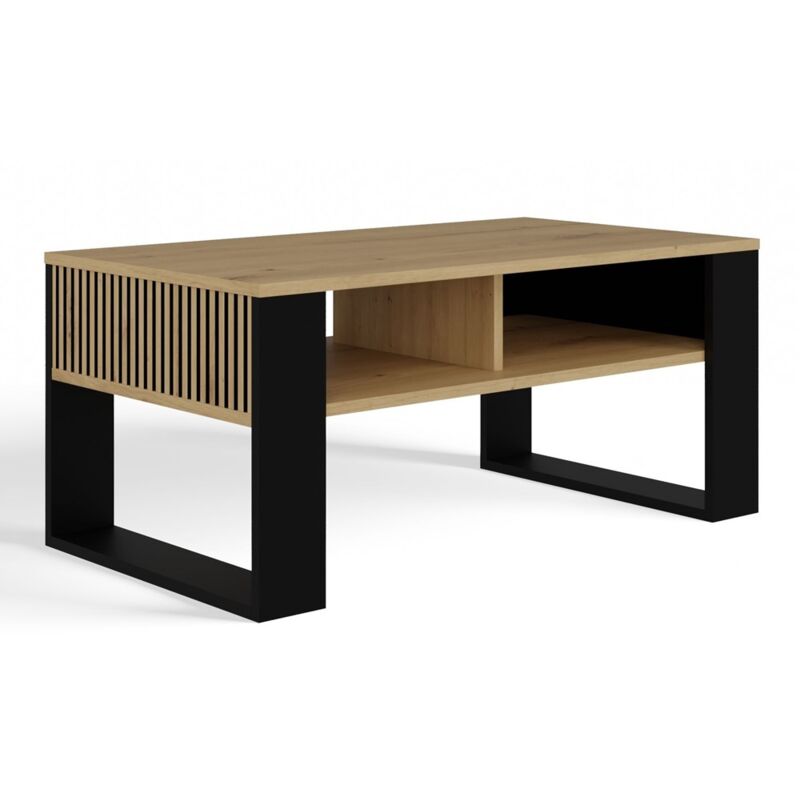 Table basse moderne 2P SLIM, CHÊNE ARTISAN NOIR