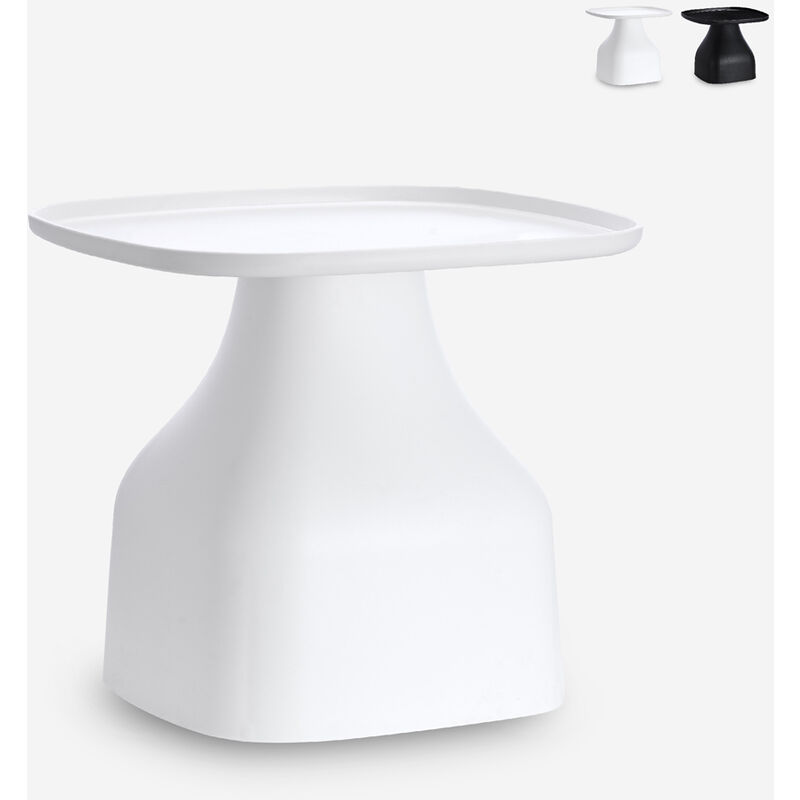 Table basse de salon cuisine jardin moderne 48x48 en plastique Bell l Couleur: Blanc