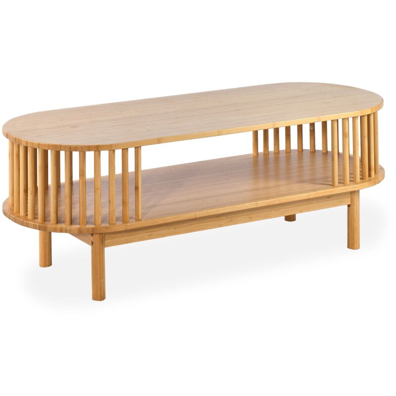 Cotecosy - Table basse moderne à barreaux Gariong L100cm Bambou