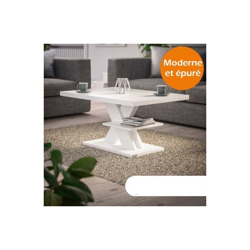 Table Basse Moderne coloris blanc : Élégance et Design Épuré - Blanc