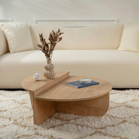 Table basse moderne effet chêne huilé - 2 hauteurs MARFA