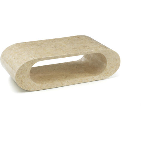 Table basse moderne en pierre beige 120 x 62 x h 35 cm