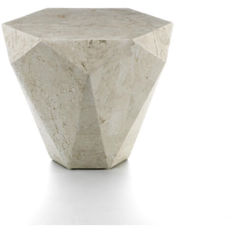 Table basse moderne en pierre beige 60 x 60 x h 50