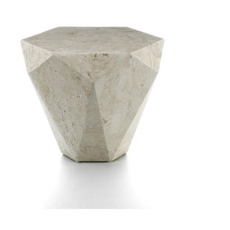 Table basse moderne en pierre beige 60 x 60 x h 50