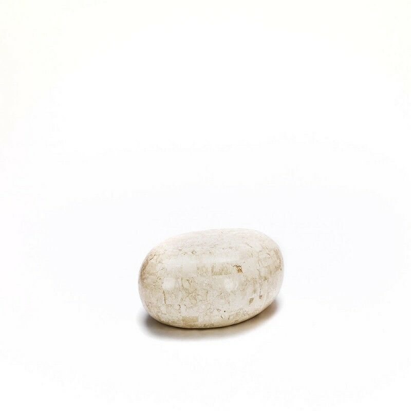 Table basse moderne en pierre beige 50 x 75 x h 27 cm