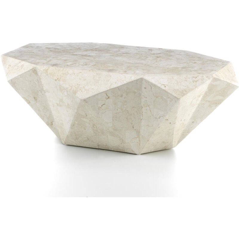 Iperbriko - Diamond medium Table basse (120 x 70 x 40h) en pierre fossile beige