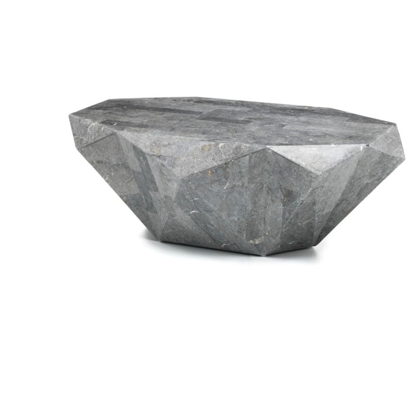 Iperbriko - Diamond medium Table basse (120 x 70 x 40h) en pierre fossile grise