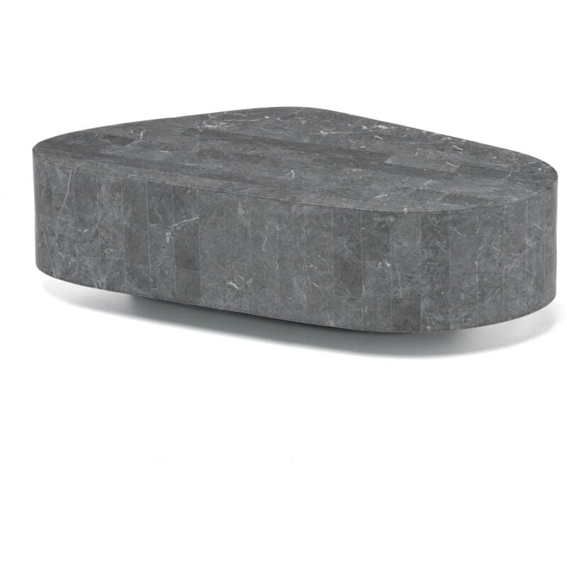 Iperbriko - Trapezio Table basse (100 x 52 x 28h) en pierre fossile grise
