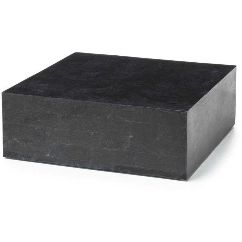 Iperbriko - Nanay Table basse (80 x 80 x 28h) en Pierre fossile noire
