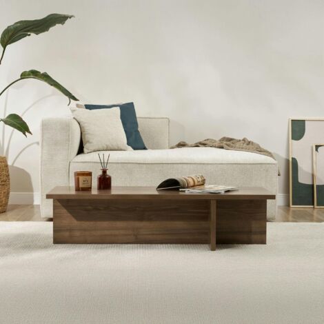 Table basse moderne minimaliste - effet bois de noyer MARFA