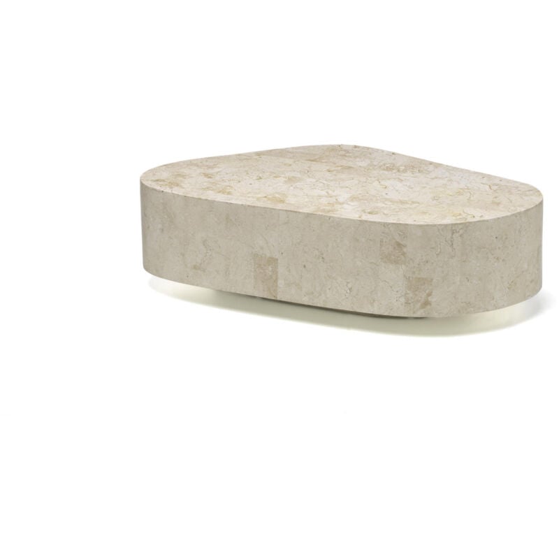 Homemania - Trapezio Table basse (100 x 52 x 28h) en pierre fossile beige